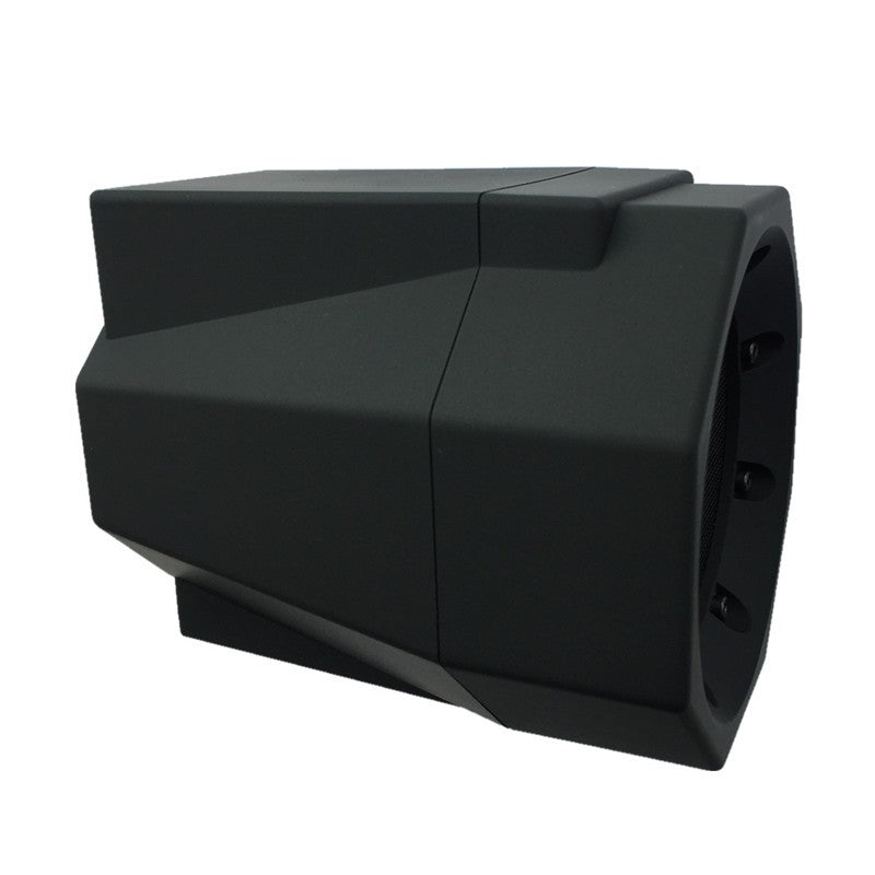 Black geometric object on a white background