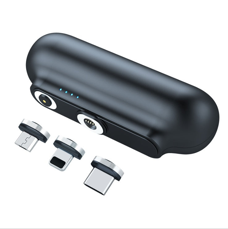 GiftSO Tech Mini Magnetic Emergency Power Bank – 2600mAh Portable Keychain Charger with Interchangeable Magnetic Heads (Type-C, Lightning, Micro-USB)