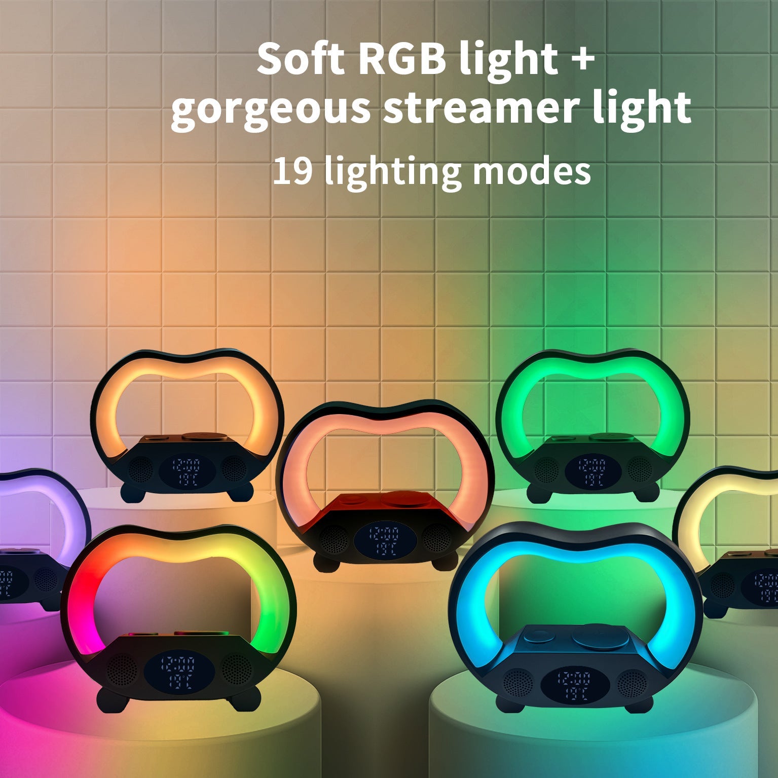 6-in-1 Smart Atmosphere Lamp: Wireless Charger, Bluetooth Speaker & Alarm Clock