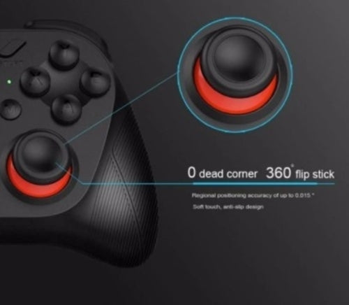 Close-up of a gaming controller with joystick details on a dark background